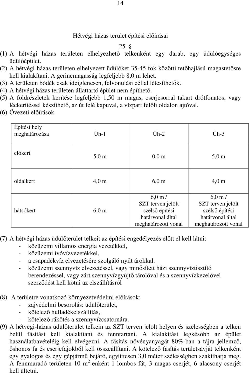 (3) A területen bódék csak ideiglenesen, felvonulási céllal létesíthetők. (4) A hétvégi házas területen állattartó épület nem építhető.