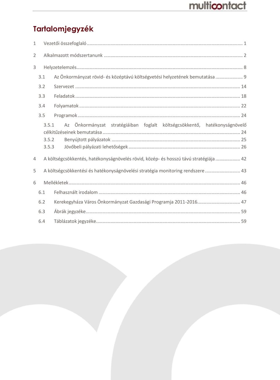 .. 25 3.5.3 Jövőbeli pályázati lehetőségek... 26 4 A költségcsökkentés, hatékonyságnövelés rövid, közép- és hosszú távú stratégiája.