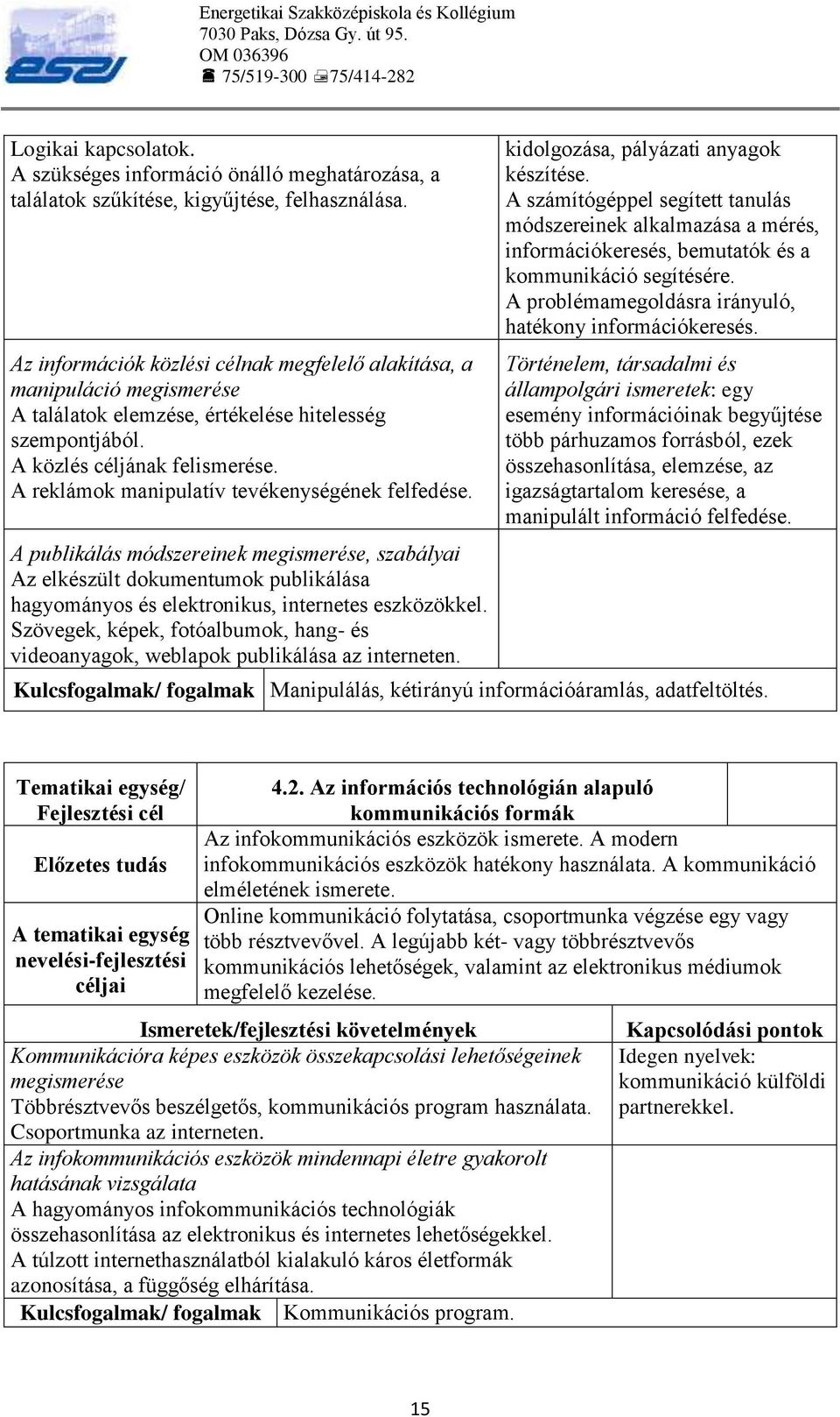 A reklámok manipulatív tevékenységének felfedése. A publikálás módszereinek megismerése, szabályai Az elkészült dokumentumok publikálása hagyományos és elektronikus, internetes eszközökkel.