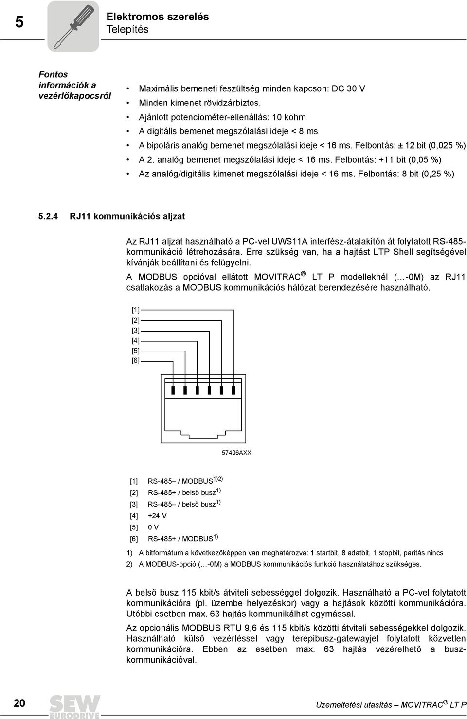 analóg bemenet megszólalási ideje < 16 ms. Felbontás: +11 bit (0,05 %) Az analóg/digitális kimenet megszólalási ideje < 16 ms. Felbontás: 8 bit (0,25