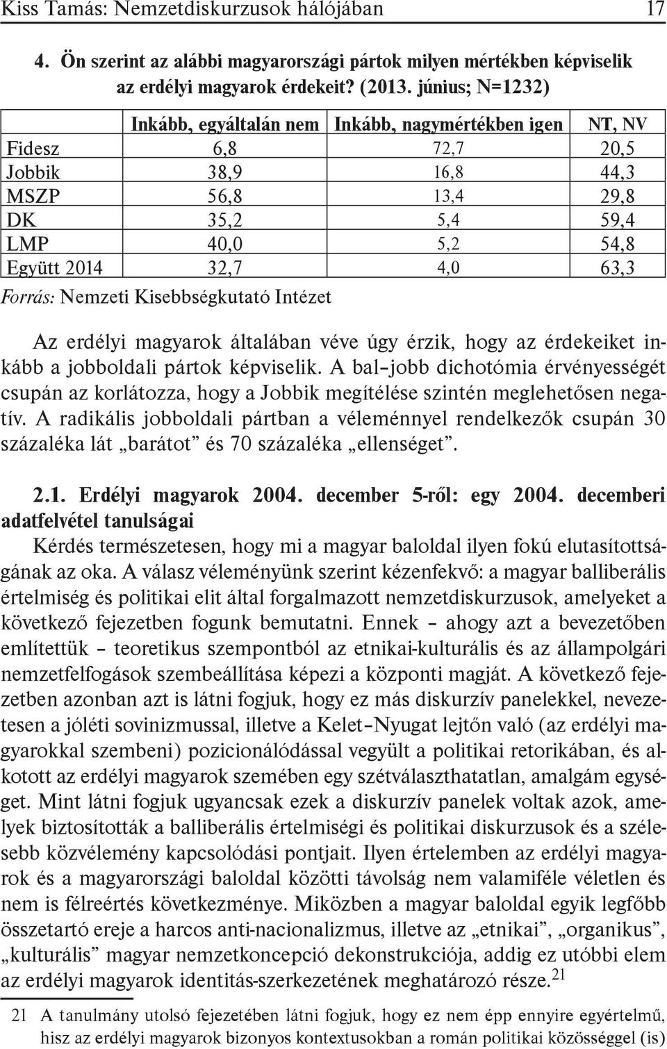 Forrás: Nemzeti Kisebbségkutató Intézet Az erdélyi magyarok általában véve úgy érzik, hogy az érdekeiket inkább a jobboldali pártok képviselik.