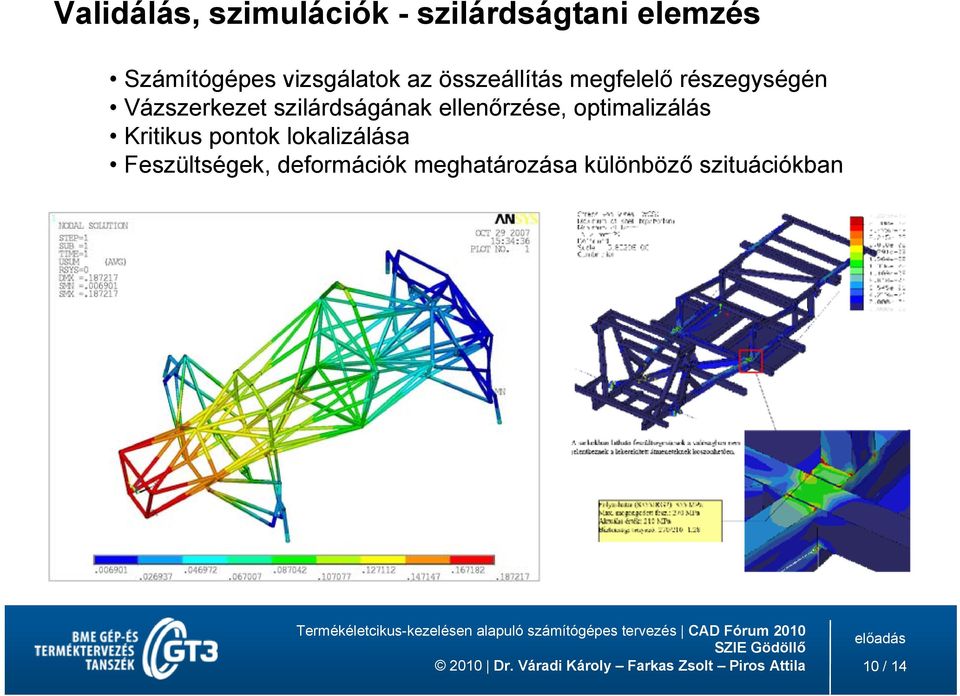 szilárdságának ellenőrzése, optimalizálás Kritikus pontok