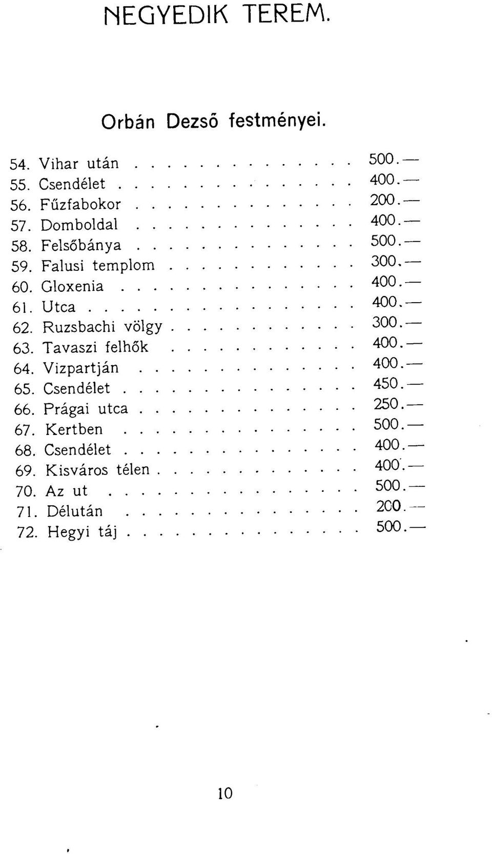 Tavaszi felhők 64. Vízpartján 65. Csendélet 500 200 500 300 300 450 66. Prágai utca 250 67.