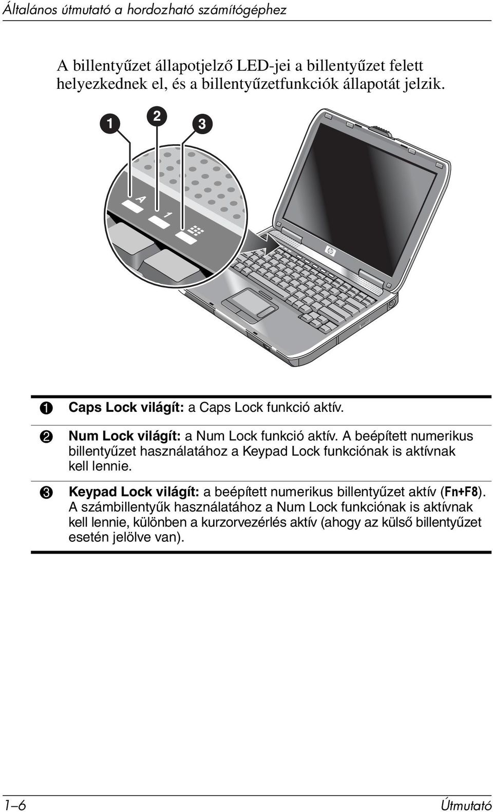 A beépített numerikus billentyűzet használatához a Keypad Lock funkciónak is aktívnak kell lennie.