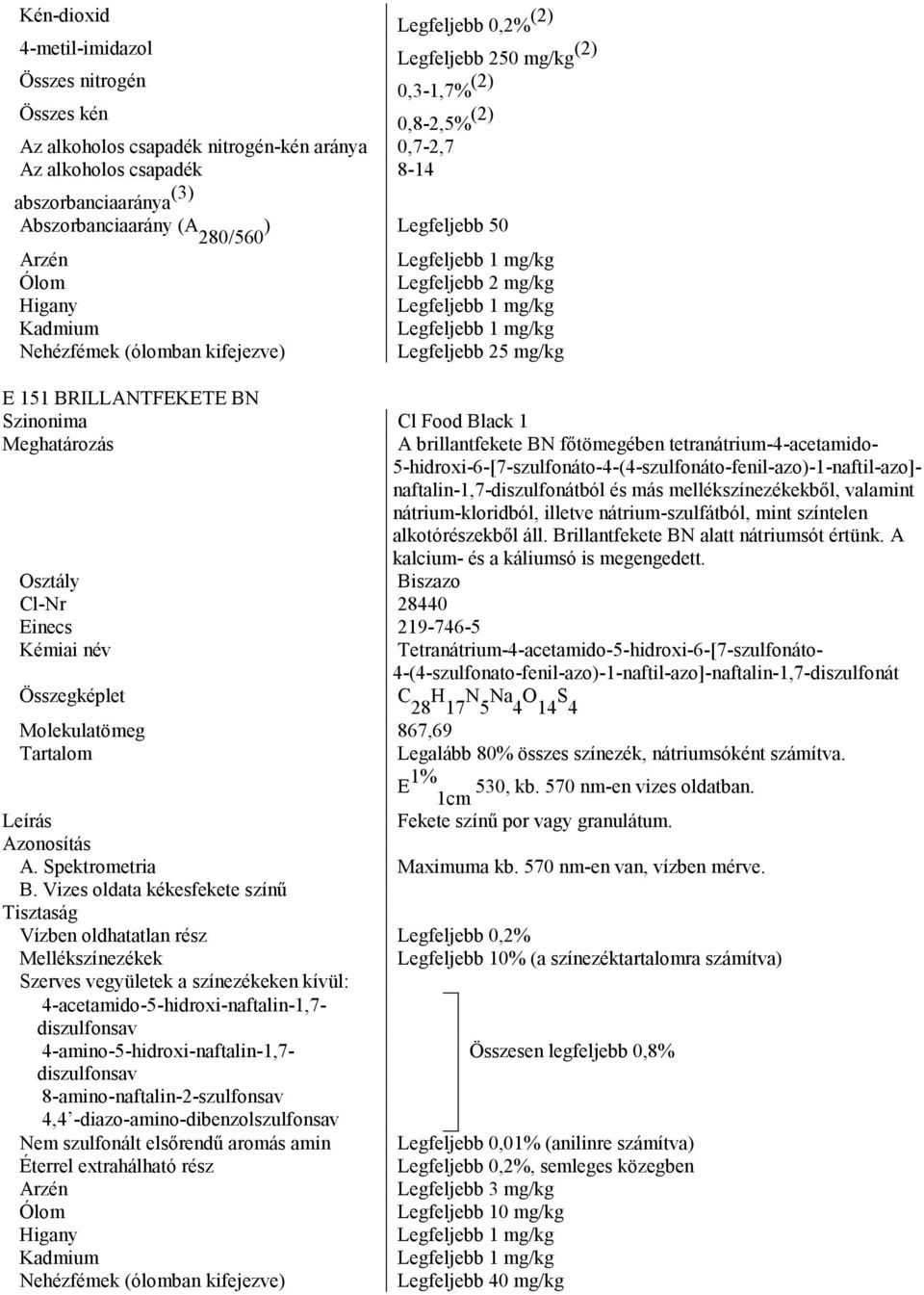 tetranátrium-4-acetamido- 5-hidroxi-6-[7-szulfonáto-4-(4-szulfonáto-fenil-azo)-1-naftil-azo]- naftalin-1,7-diszulfonátból és más mellékszínezékekből, valamint nátrium-kloridból, illetve