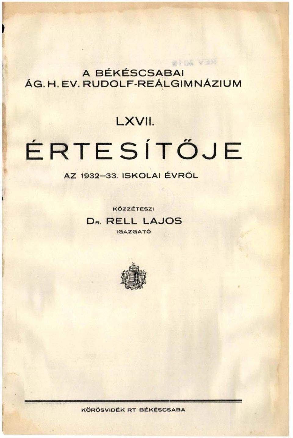 ÉRTESÍTŐJE A Z 1 9 3 2-3 3.