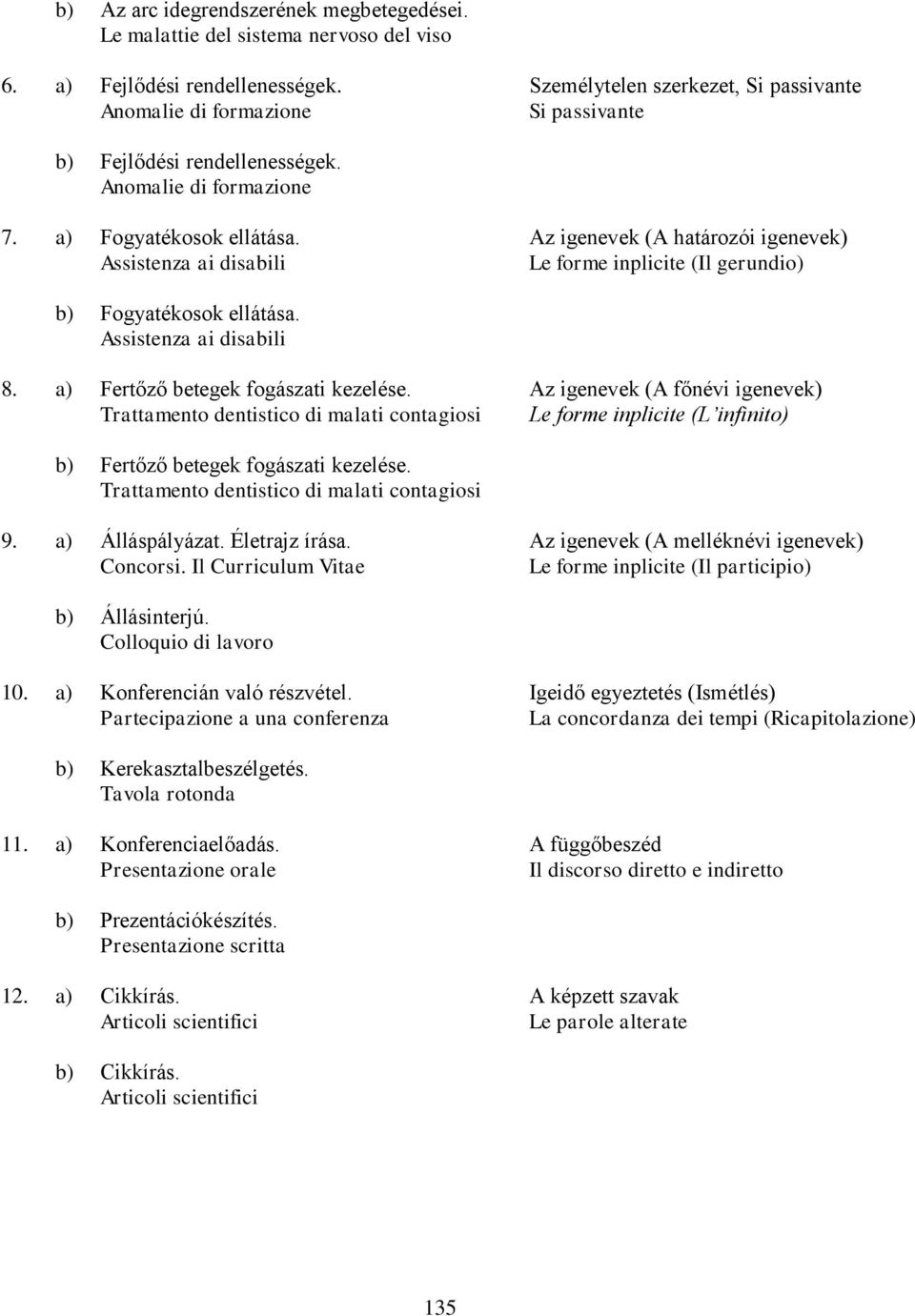 Assistenza ai disabili Az igenevek (A határozói igenevek) Le forme inplicite (Il gerundio) b) Fogyatékosok ellátása. Assistenza ai disabili 8. a) Fertőző betegek fogászati kezelése.