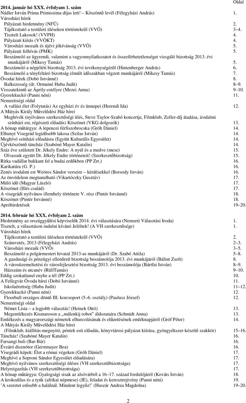 Beszámoló az ügyrendi, valamint a vagyonnyilatkozatot és összeférhetetlenséget vizsgáló bizottság 2013. évi munkájáról (Mikesy Tamás) 5. Beszámoló a népjóléti bizottság 2013.