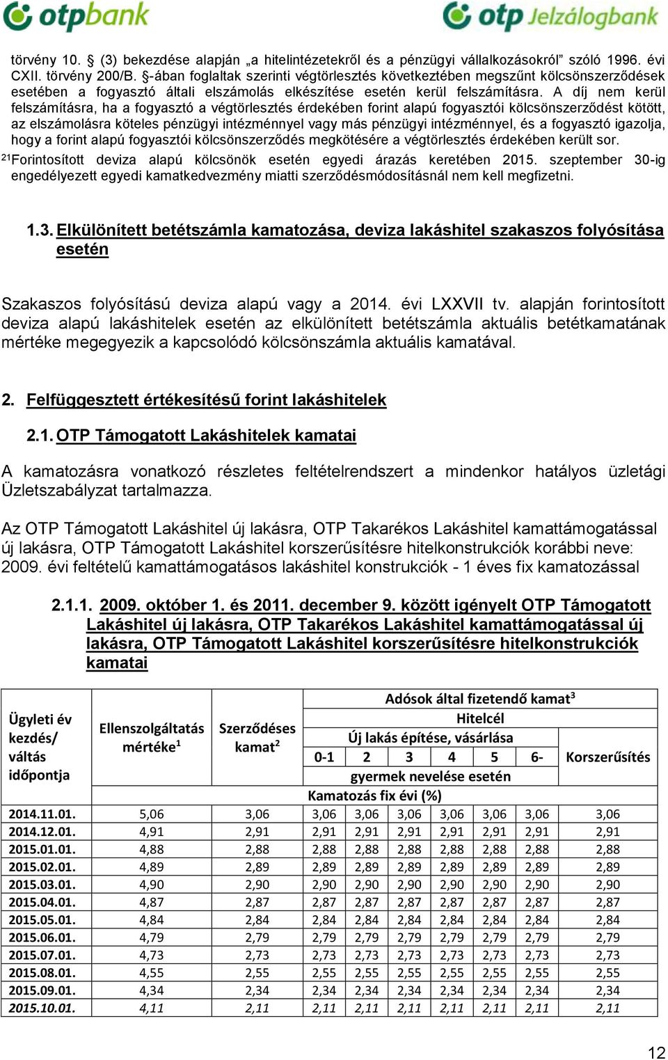 A díj nem kerül felszámításra, ha a fogyasztó a végtörlesztés érdekében forint alapú fogyasztói kölcsönszerződést kötött, az elszámolásra köteles pénzügyi intézménnyel vagy más pénzügyi intézménnyel,