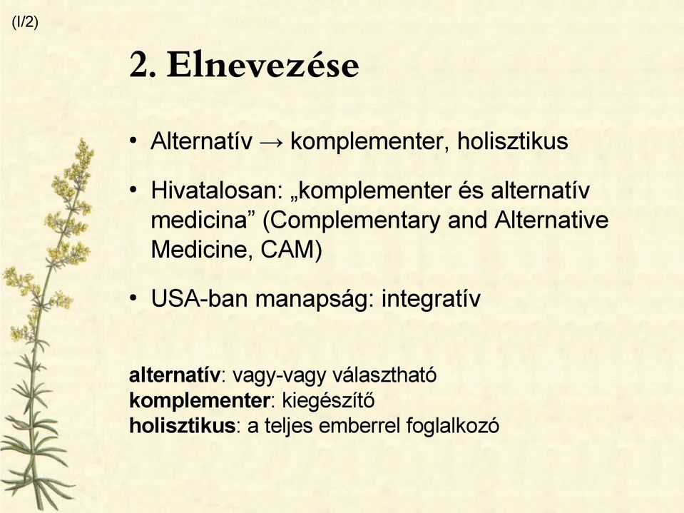 komplementer és alternatív medicina (Complementary and Alternative