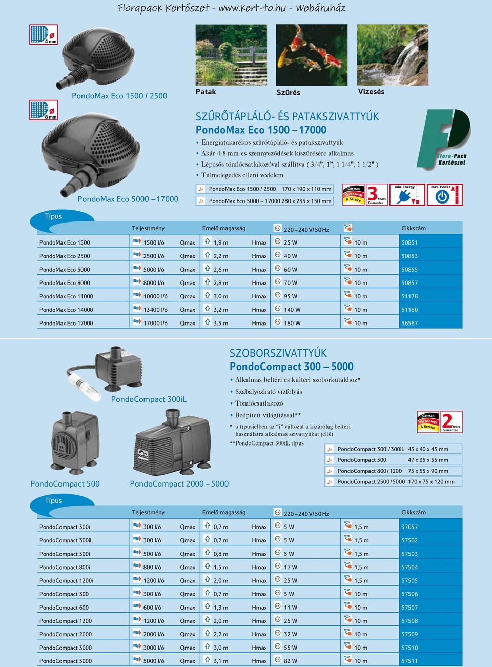 Eco 1500 1500 l/ó PondoMax Eco 500 PondoMax Eco 5000 5000 l/ó PondoMax Eco 8000 8000 l/ó PondoMax Eco 11000 10000 l/ó PondoMax Eco 14000 13400 l/ó PondoMax Eco 17000 17000 l/ó 3,5 m 3, m 3,0 m m,8 4