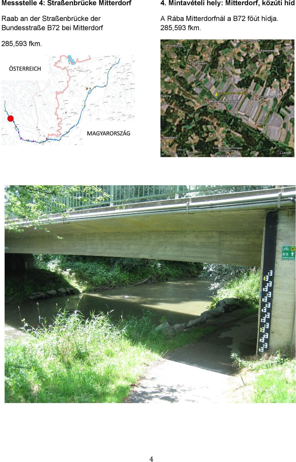 Mintavételi hely: Mitterdorf, közúti híd A Rába