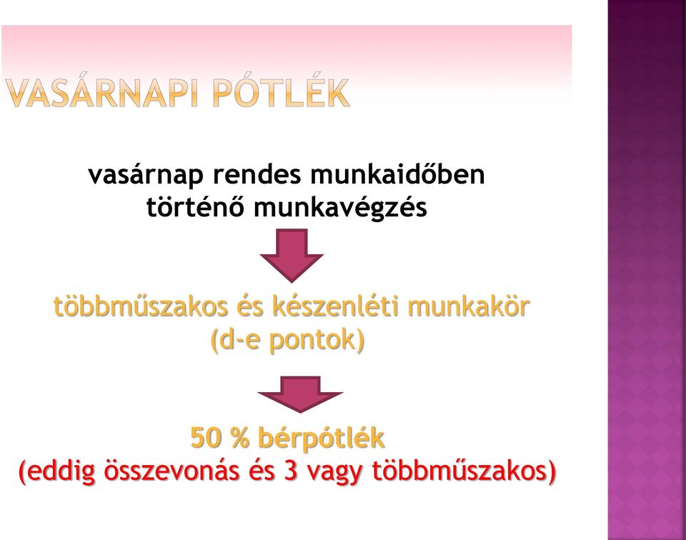 munkakör (d-e pontok) 50 % bérpótlék