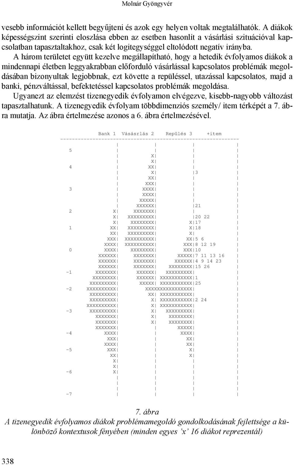 A három területet együtt kezelve megállapítható, hogy a hetedik évfolyamos diákok a mindennapi életben leggyakrabban előforduló vásárlással kapcsolatos problémák megoldásában bizonyultak legjobbnak,