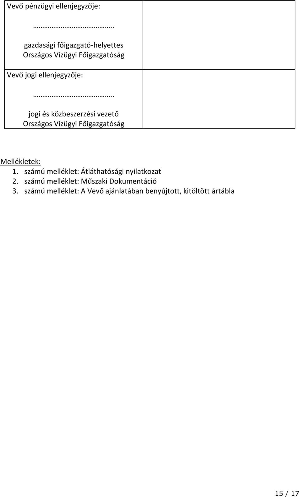 . jogi és közbeszerzési vezető Országos Vízügyi Főigazgatóság Mellékletek: 1.