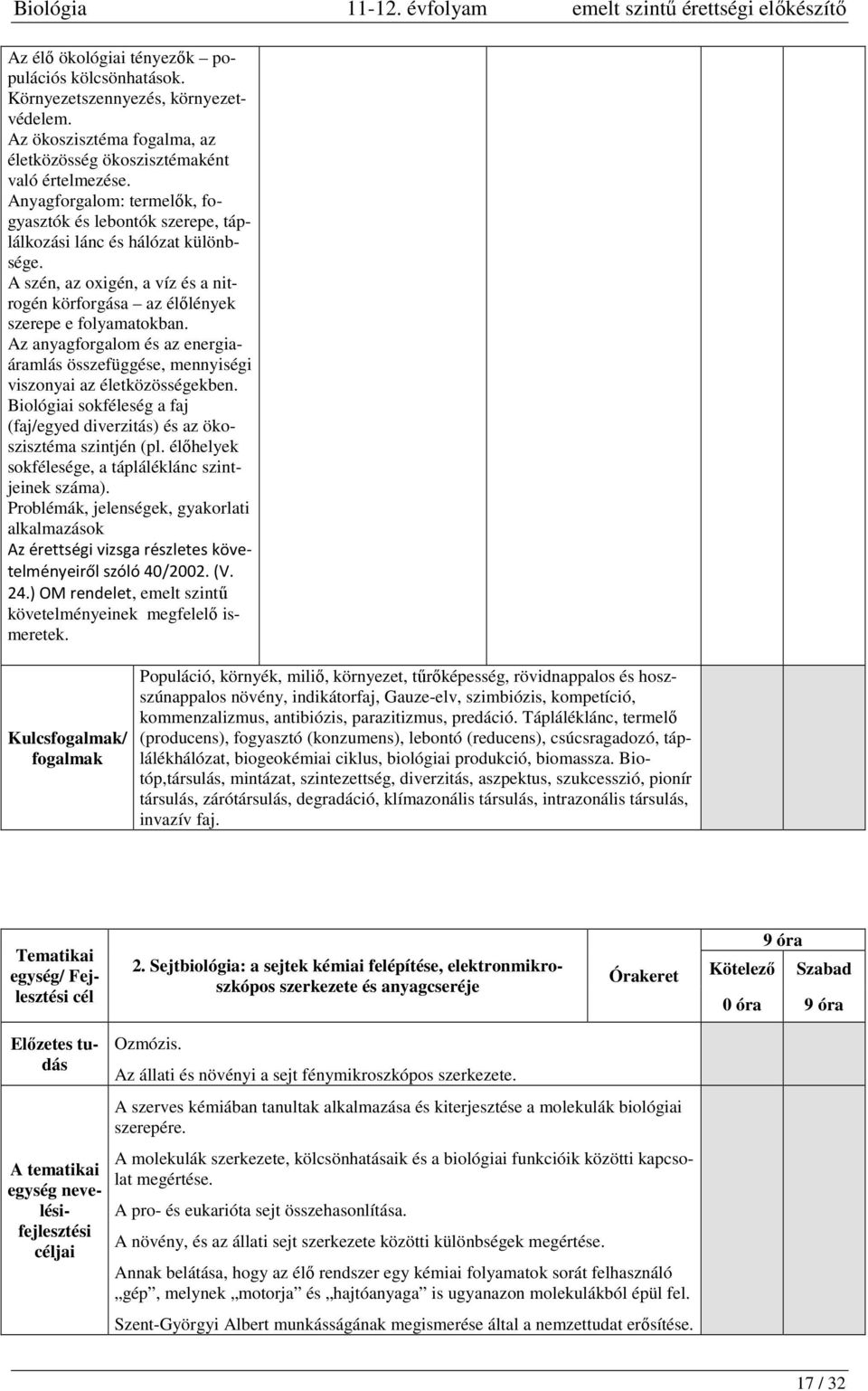 Az anyagforgalom és az energiaáramlás összefüggése, mennyiségi viszonyai az életközösségekben. Biológiai sokféleség a faj (faj/egyed diverzitás) és az ökoszisztéma szintjén (pl.