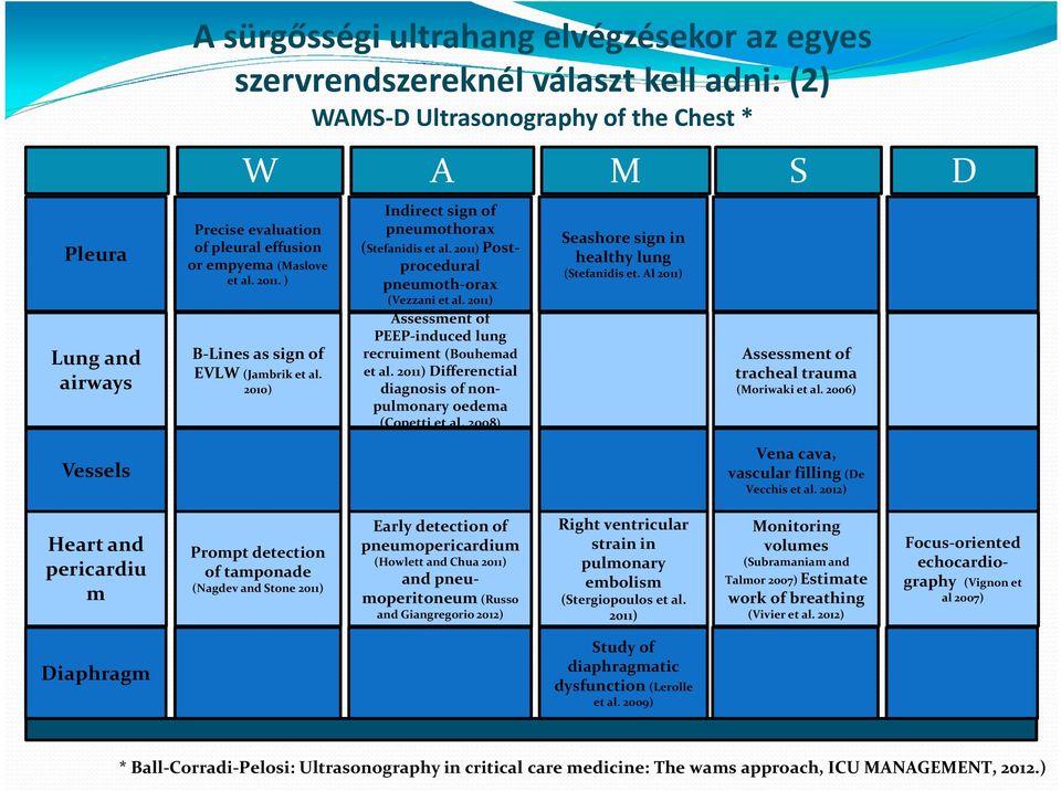 2011) Assessment of PEEP-induced lung recruiment (Bouhemad et al. 2011) Differenctial diagnosis of nonpulmonary oedema (Copetti et al. 2008) Seashore sign in healthy lung (Stefanidis et.