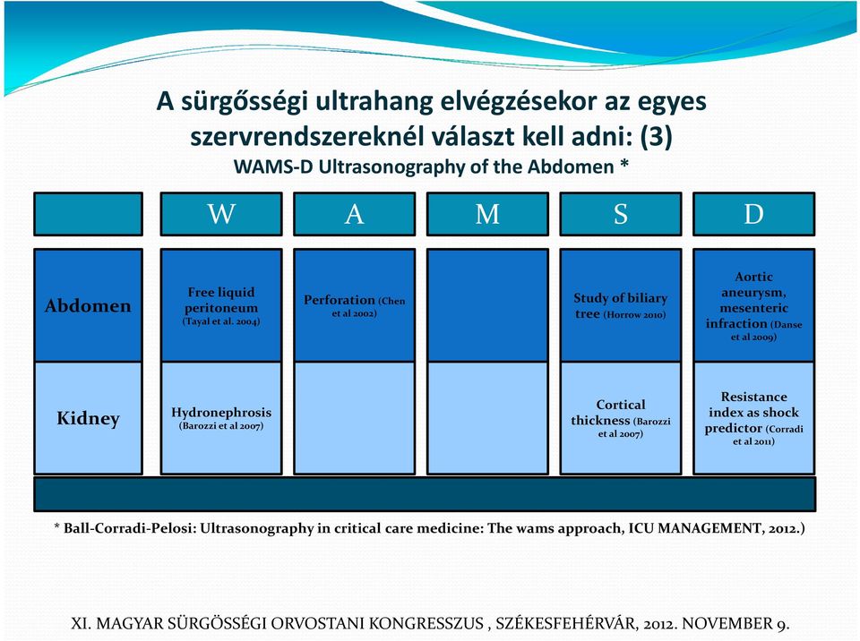 2004) Perforation (Chen et al2002) Study of biliary tree (Horrow 2010) Aortic aneurysm, mesenteric infraction (Danse et al2009) Kidney