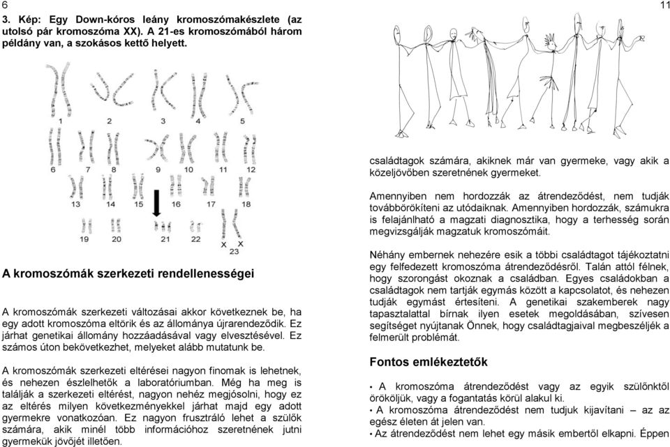 Amennyiben hordozzák, számukra is felajánlható a magzati diagnosztika, hogy a terhesség során megvizsgálják magzatuk kromoszómáit.