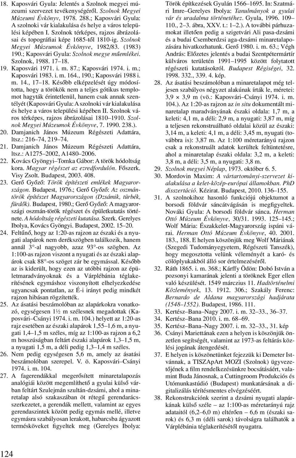 Szolnok Megyei Múzeumok Évkönyve, 1982/83. (1983) 190.; Kaposvári Gyula: Szolnok megye mûemlékei. Szolnok, 1988. 17 18. 19. Kaposvári 1971. i. m. 87.; Kaposvári 1974. i. m.; Kaposvári 1983. i. m. 164.