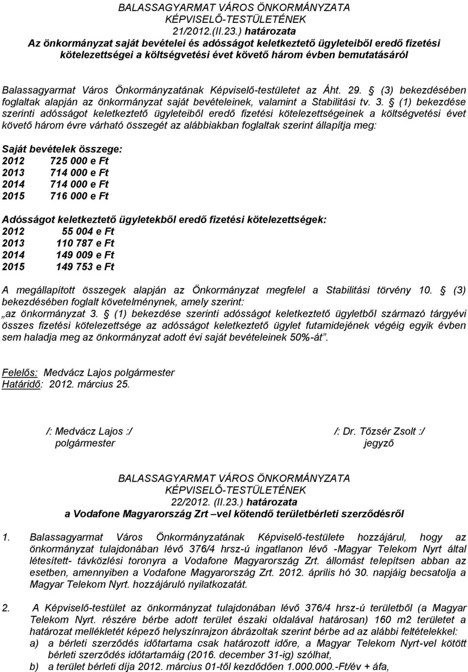 Önkormányzatának Képviselő-testületet az Áht. 29. (3) bekezdésében foglaltak alapján az önkormányzat saját bevételeinek, valamint a Stabilitási tv. 3.