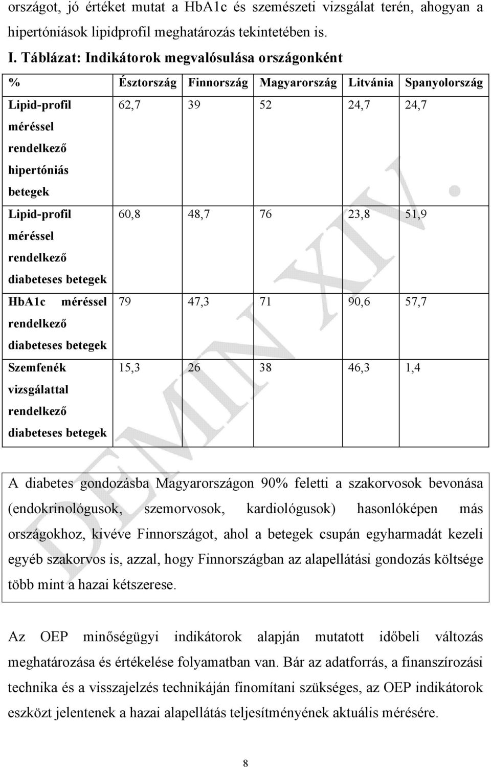 60,8 48,7 76 23,8 51,9 méréssel rendelkező diabeteses betegek HbA1c méréssel 79 47,3 71 90,6 57,7 rendelkező diabeteses betegek Szemfenék vizsgálattal rendelkező diabeteses betegek 15,3 26 38 46,3