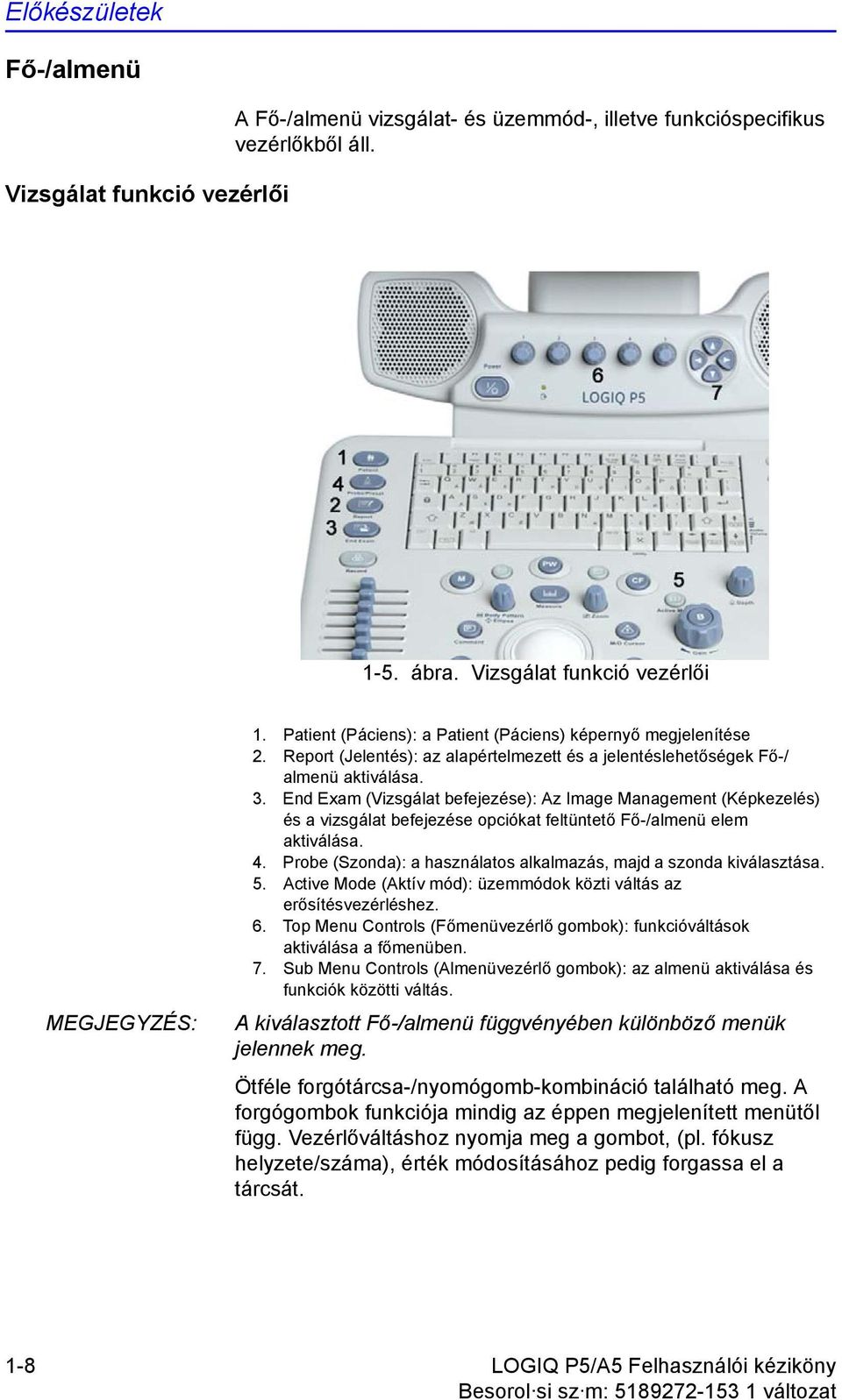 End Exam (Vizsgálat befejezése): Az Image Management (Képkezelés) és a vizsgálat befejezése opciókat feltüntető Fő-/almenü elem aktiválása. 4.