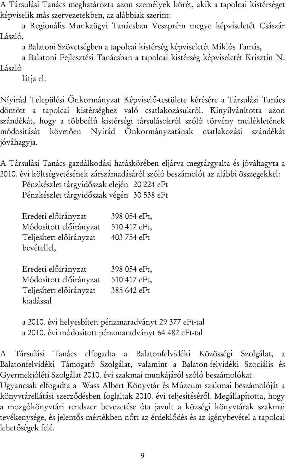 Níyirád Települési Önkormányzat Képviselő-testülete kérésére a Társulási Tanács döntött a tapolcai kistérséghez való csatlakozásukról.