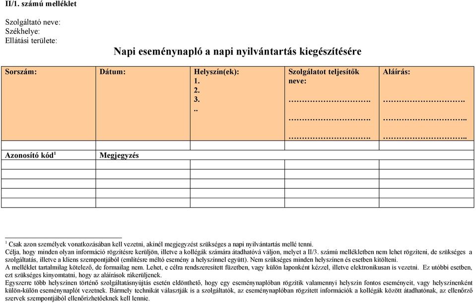 Célja, hogy minden olyan információ rögzítésre kerüljön, illetve a kollégák számára átadhatóvá váljon, melyet a II/3.