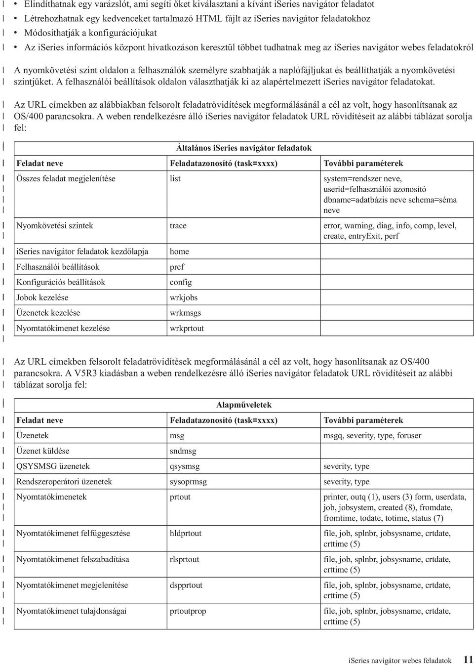 személyre szabhatják a naplófájljukat és beállíthatják a nyomkövetési szintjüket. A felhasználói beállítások oldalon választhatják ki az alapértelmezett iseries navigátor feladatokat.