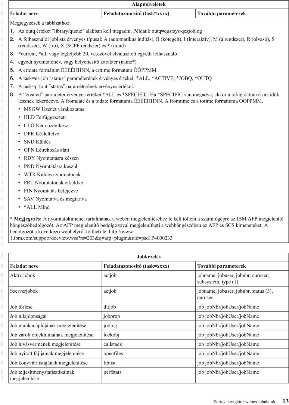 *current, *all, vagy legfeljebb 20, vesszővel elválasztott egyedi felhasználó 4. egyedi nyomtatónév, vagy helyettesítő karakter (name*) 5. A crtdate formátum ÉÉÉÉHHNN, a crttime formátum ÓÓPPMM. 6.