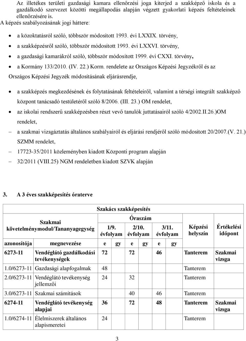 törvény, a gazdasági kamarákról szóló, többször módosított 1999. évi CI. törvény, a Kormány 133/2010. (IV. 22.) Korm.