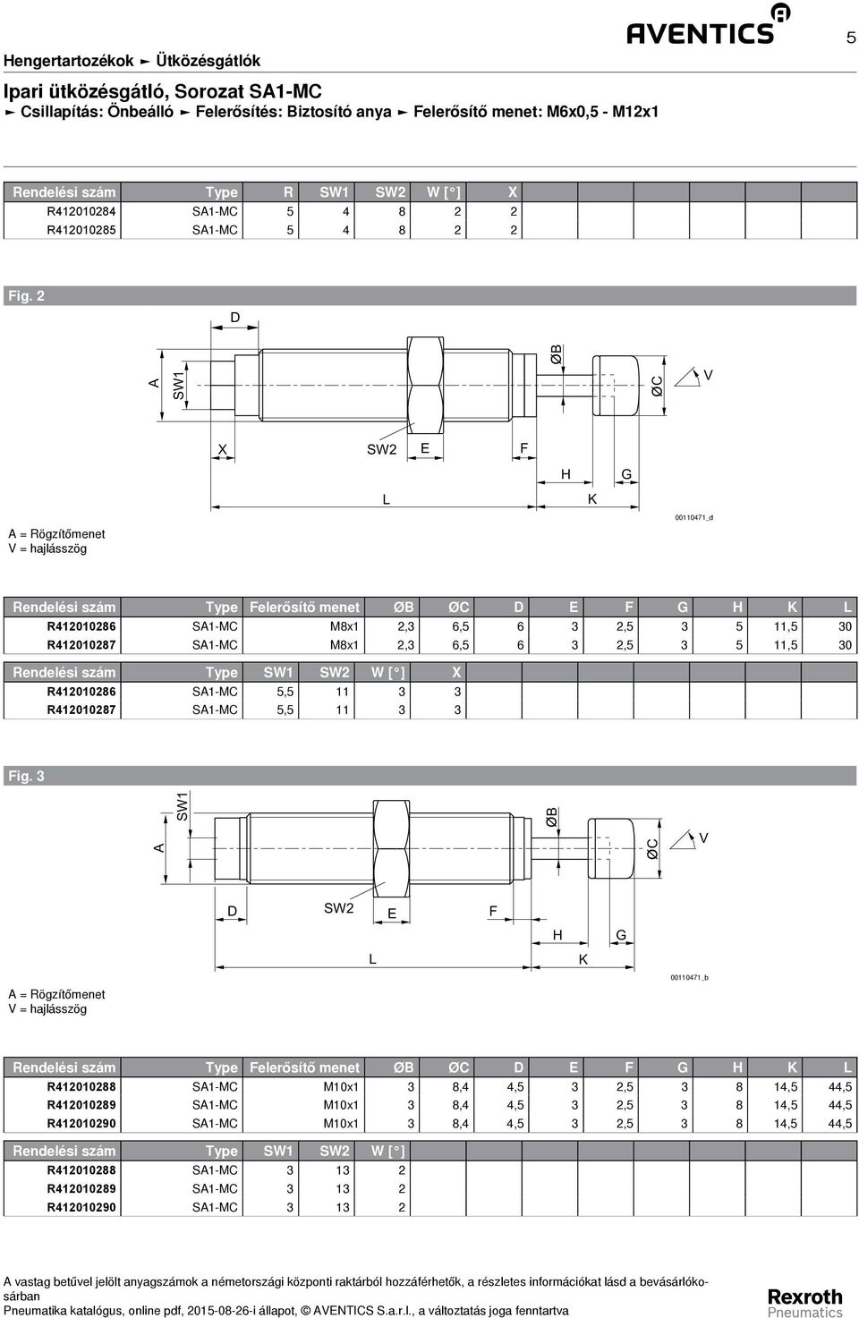 2 SW1 X SW2 = Rögzítőmenet 00110471_d Rendelési szám Type elerősítő menet Ø Ø R412010286 S1-M M8x1 2,3 6,5 6 3 2,5 3 5 11,5 30 R412010287 S1-M M8x1 2,3 6,5 6 3 2,5 3 5 11,5 30 Rendelési szám Type SW1