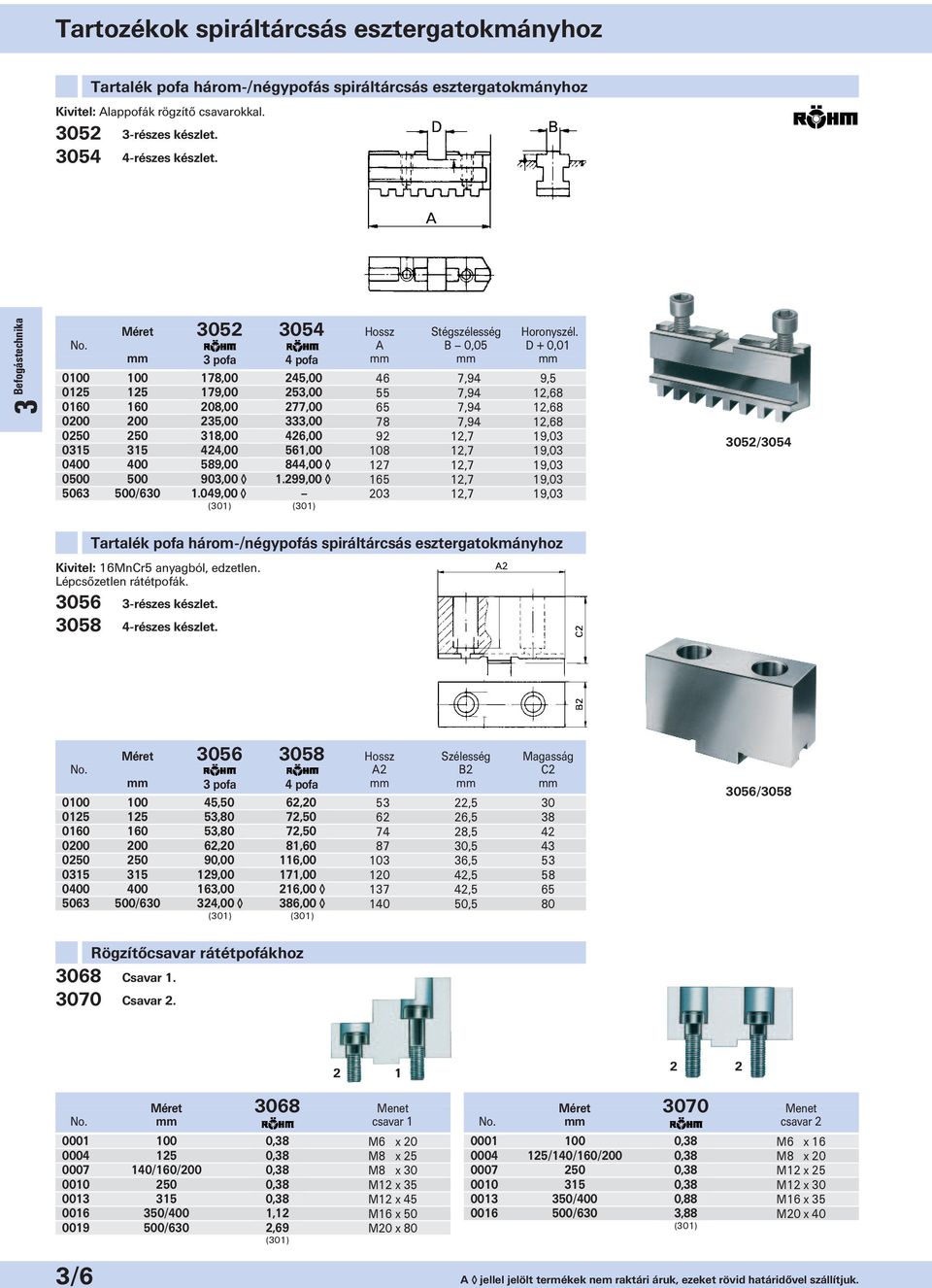 B 0,05 D + 0,01 mm 3 pofa 4 pofa mm mm mm 0100 100 178,00 245,00 46 7,94 9,5 0125 125 179,00 253,00 55 7,94 12,68 0160 160 208,00 277,00 65 7,94 12,68 0200 200 235,00 333,00 78 7,94 12,68 0250 250