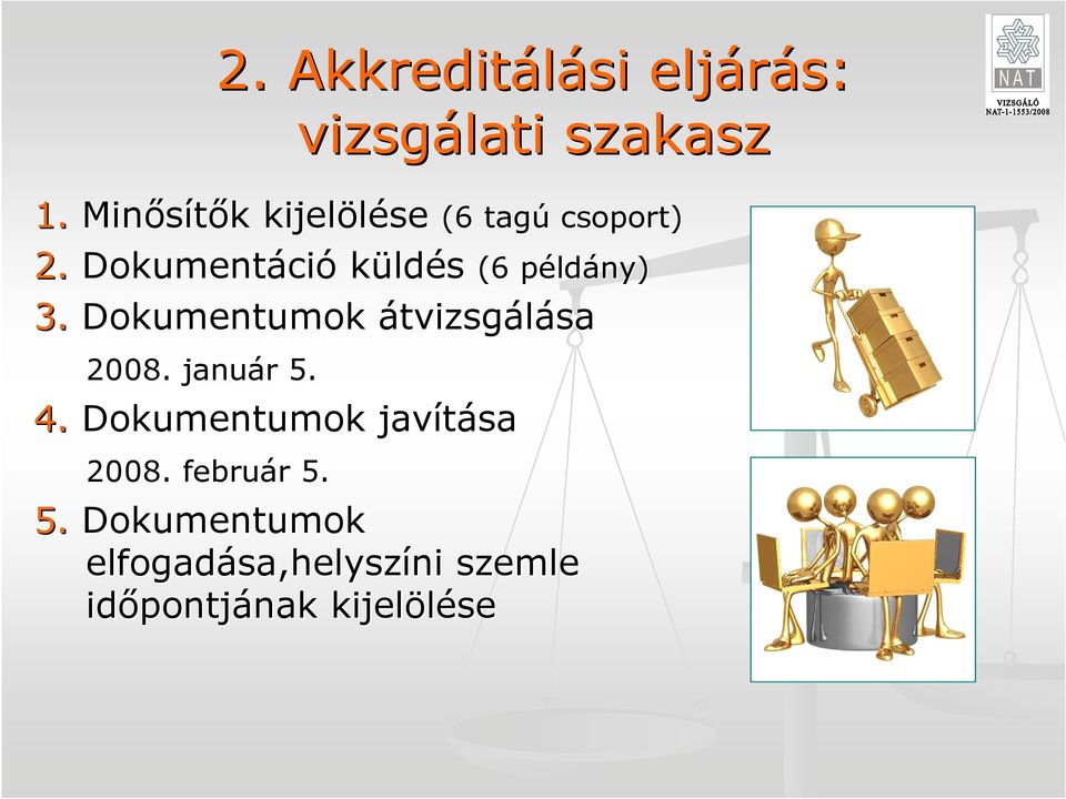 Dokumentáci ció küldés (6 példp ldány) 3. Dokumentumok átvizsgálása sa 2008.