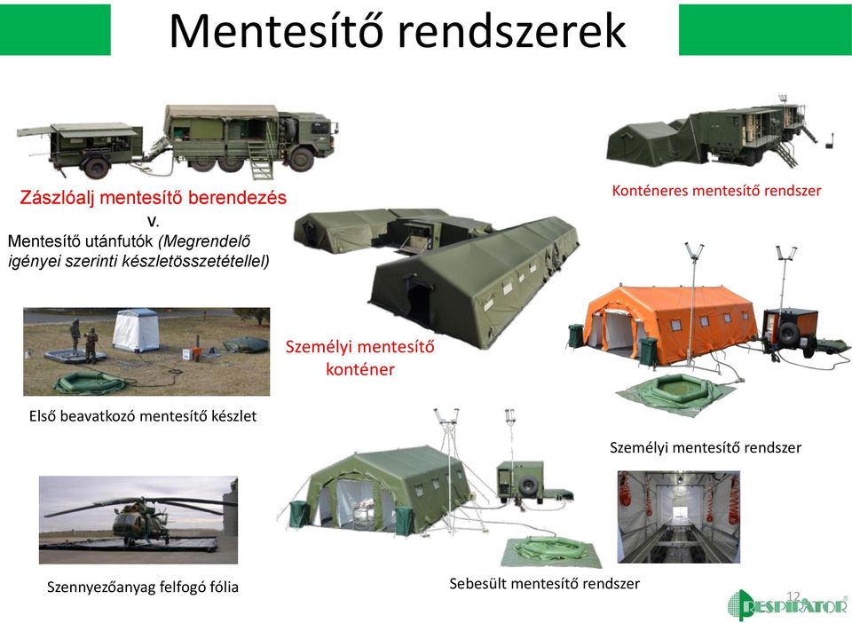 Konténeres mentesítő rendszer Személyi mentesítő konténer Első beavatkozó