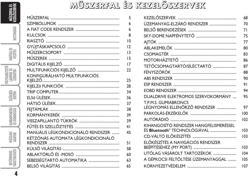 .. 39 FÙTÉS ÉS SZELLÃZTETÉS... 41 MANUÁLIS LÉGKONDICIONÁLÓ RENDSZER... 45 KÉTZÓNÁS AUTOMATA LÉGKONDICIONÁLÓ RENDSZER... 51 KÜLSÃ VILÁGÍTÁS... 58 ABLAKTÖRLÃ ÉS -MOSÓ... 60 SEBESSÉGTARTÓ AUTOMATIKA.