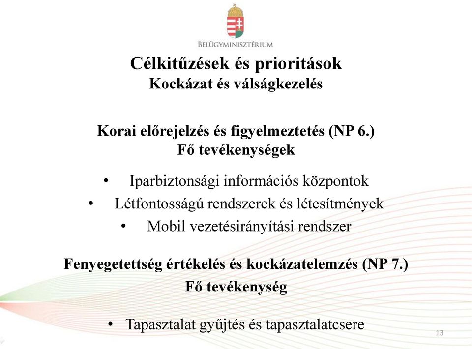 létesítmények Mobil vezetésirányítási rendszer Fenyegetettség értékelés