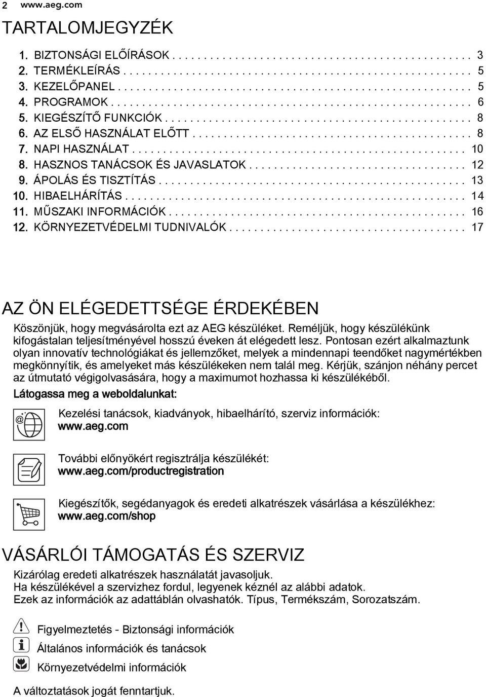 NAPI HASZNÁLAT...................................................... 10 8. HASZNOS TANÁCSOK ÉS JAVASLATOK................................... 12 9. ÁPOLÁS ÉS TISZTÍTÁS................................................. 13 10.