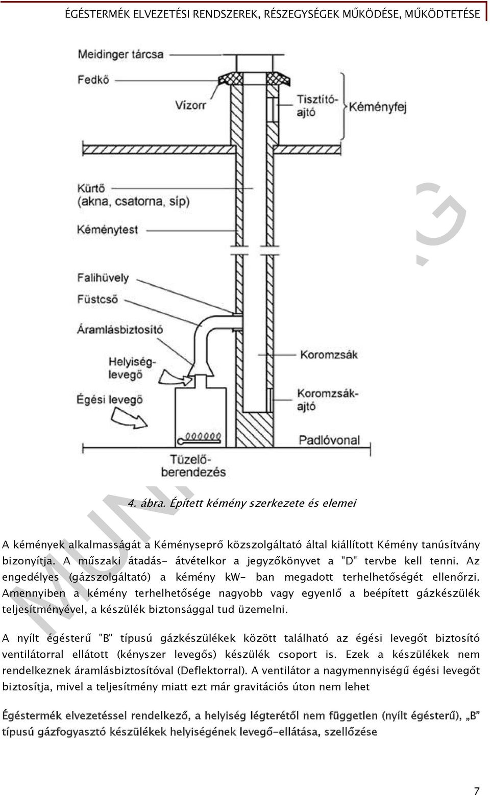 Amennyiben a kémény terhelhetősége nagyobb vagy egyenlő a beépített gázkészülék teljesítményével, a készülék biztonsággal tud üzemelni.