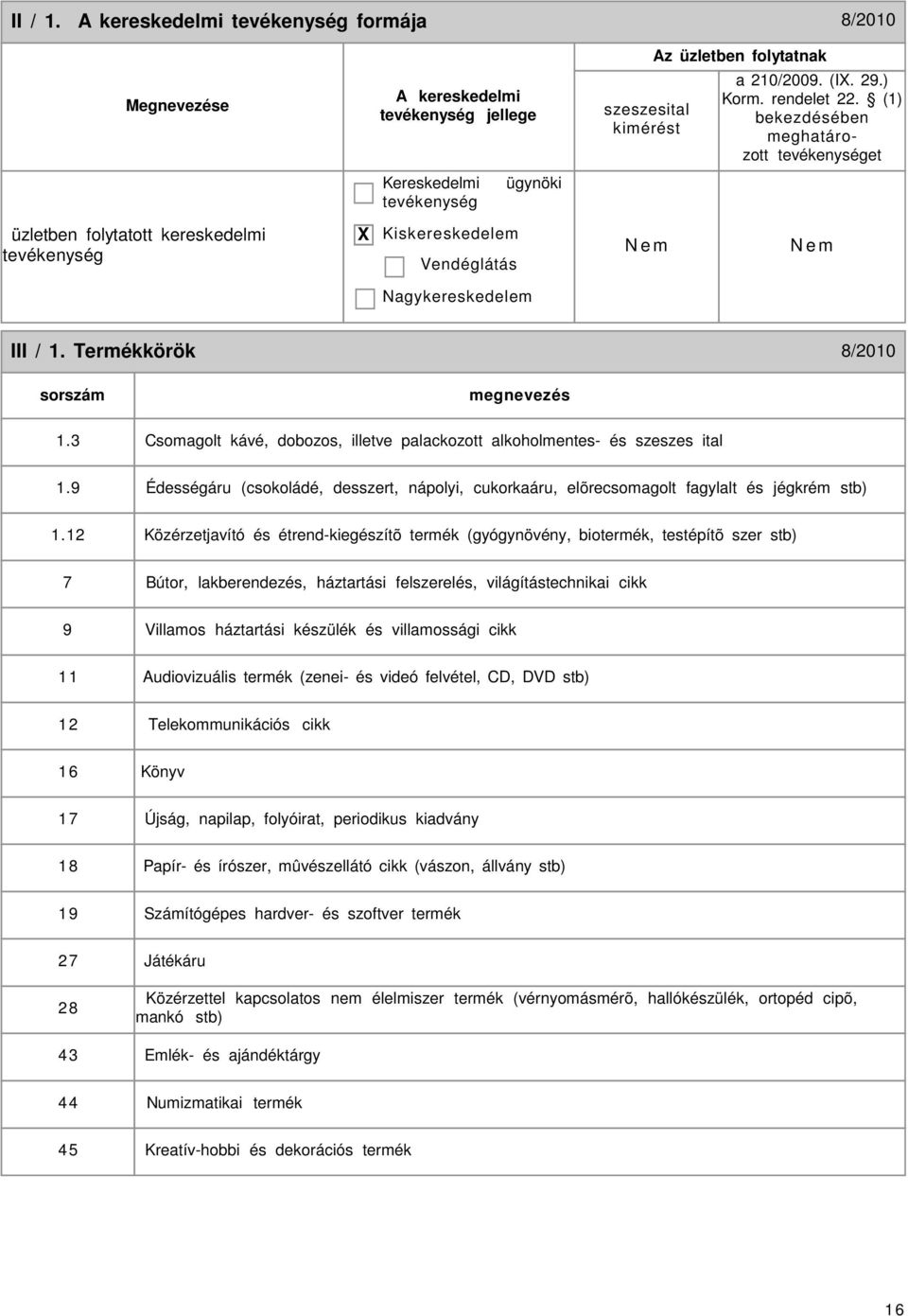 3 Csomagolt kávé, dobozos, illetve palackozott alkoholmentes- és szeszes ital 1.9 Édességáru (csokoládé, desszert, nápolyi, cukorkaáru, elõrecsomagolt fagylalt és jégkrém stb) 1.