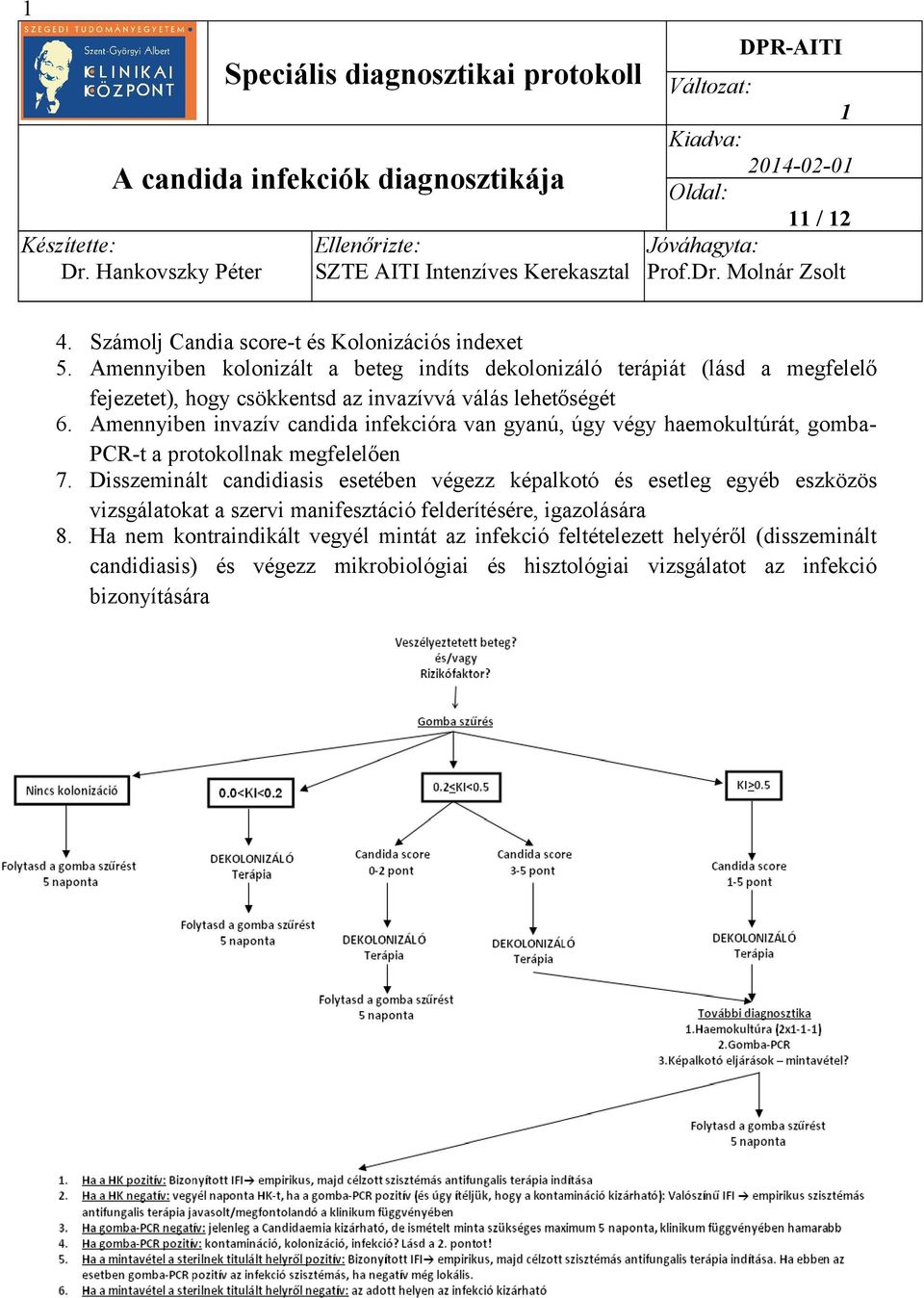 Amennyiben invazív candida infekcióra van gyanú, úgy végy haemokultúrát, gombapcr-t a protokollnak megfelelően 7.