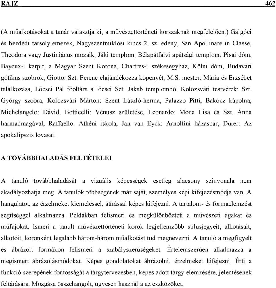 Budavári gótikus szobrok, Giotto: Szt. Ferenc elajándékozza köpenyét, M.S. mester: Mária és Erzsébet találkozása, Lőcsei Pál főoltára a lőcsei Szt. Jakab templomból Kolozsvári testvérek: Szt.