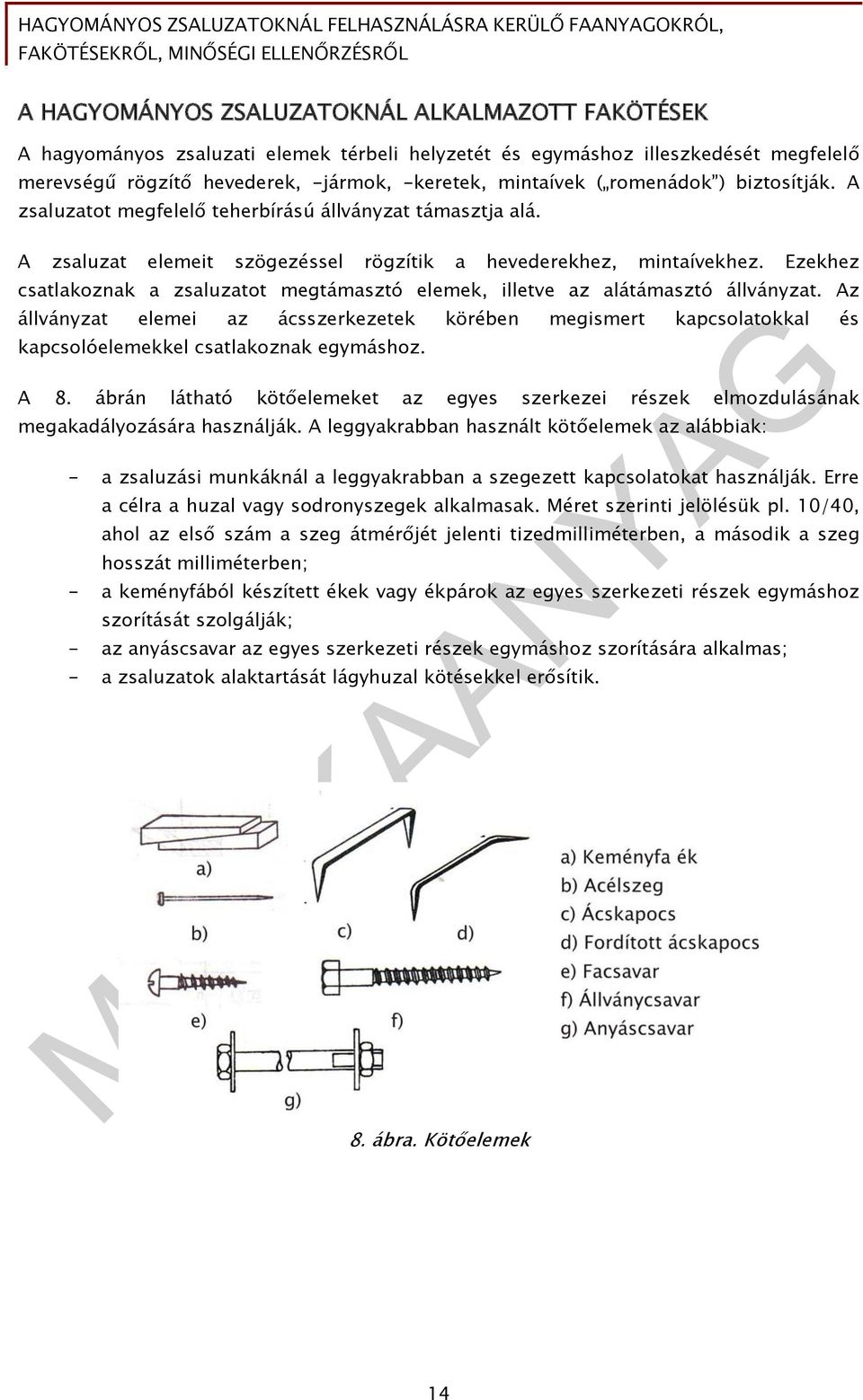 Ezekhez csatlakoznak a zsaluzatot megtámasztó elemek, illetve az alátámasztó állványzat.