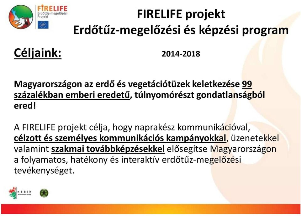 A FIRELIFE projekt célja, hogy naprakész kommunikációval, célzott és személyes kommunikációs kampányokkal,