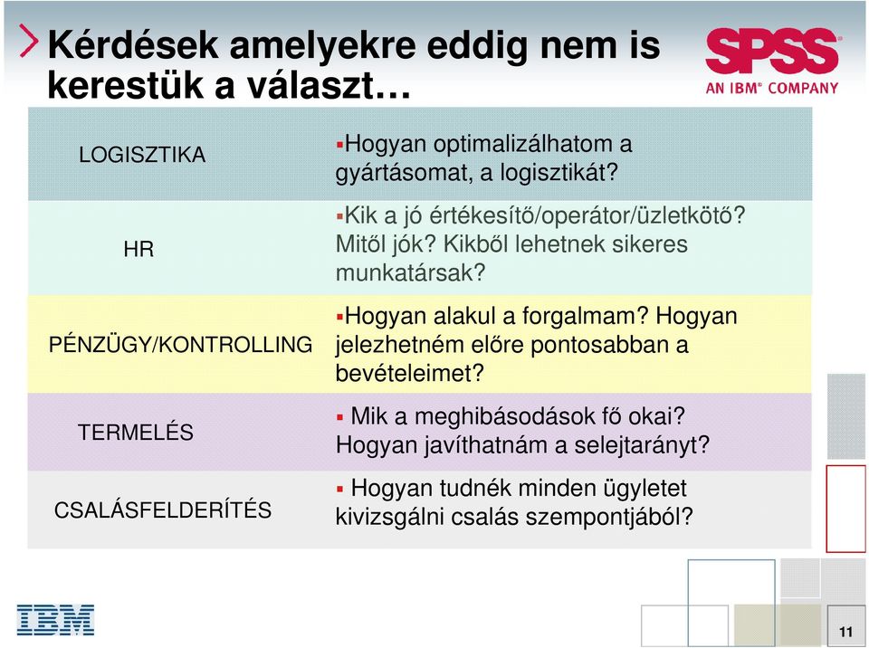 Kikből lehetnek sikeres munkatársak? Hogyan alakul a forgalmam? Hogyan jelezhetném előre pontosabban a bevételeimet?