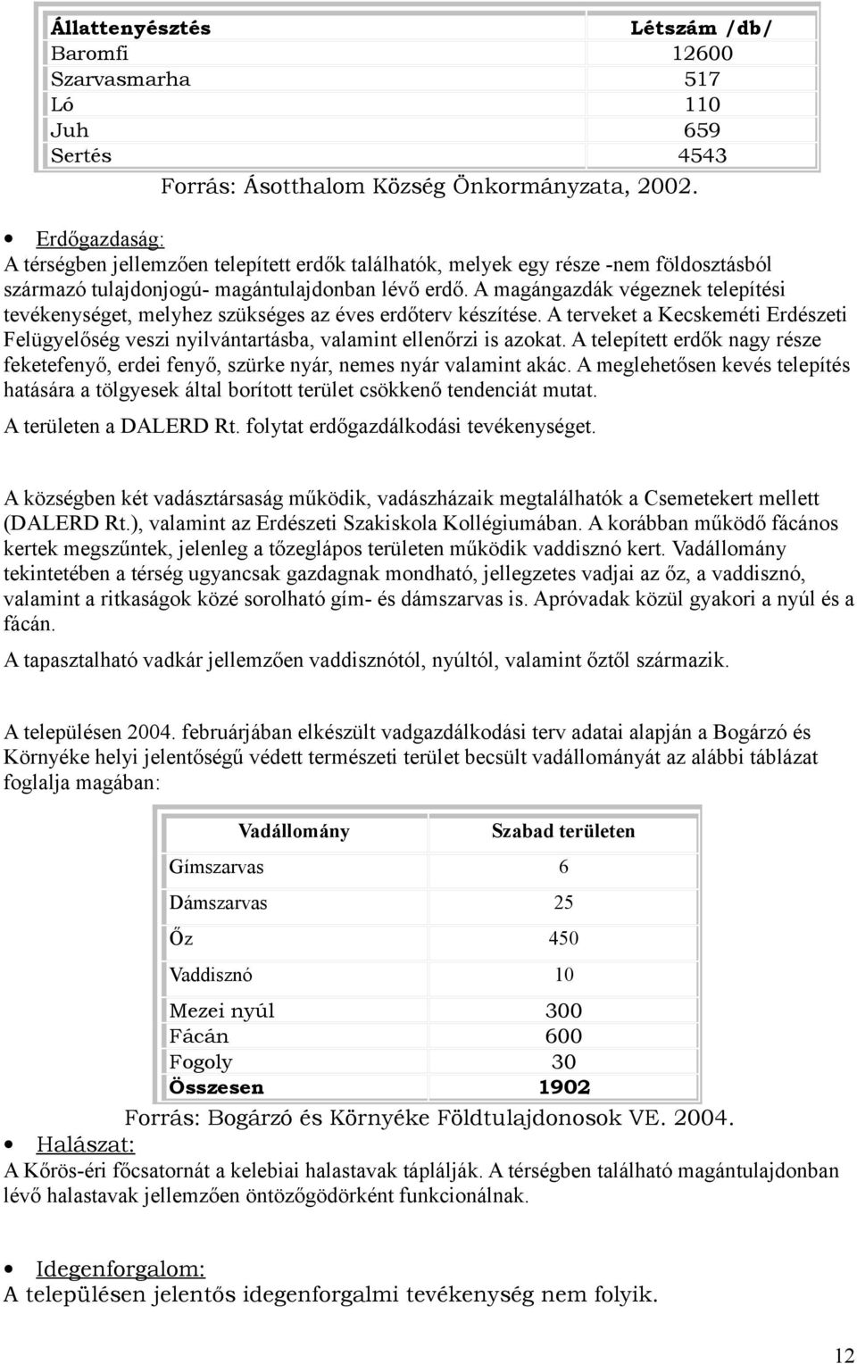 A magángazdák végeznek telepítési tevékenységet, melyhez szükséges az éves erdőterv készítése. A terveket a Kecskeméti Erdészeti Felügyelőség veszi nyilvántartásba, valamint ellenőrzi is azokat.