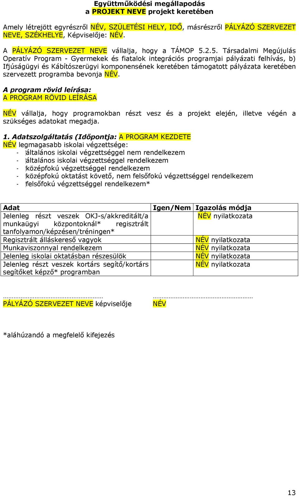 2.5. Társadalmi Megújulás Operatív Program - Gyermekek és fiatalok integrációs programjai pályázati felhívás, b) Ifjúságügyi és Kábítószerügyi komponensének keretében támogatott pályázata keretében