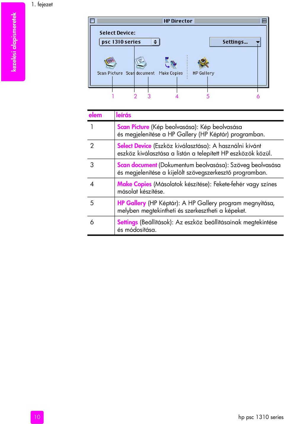 3 Scan document (Dokumentum beolvasása): Szöveg beolvasása és megjelenítése a kijelölt szövegszerkeszt programban.