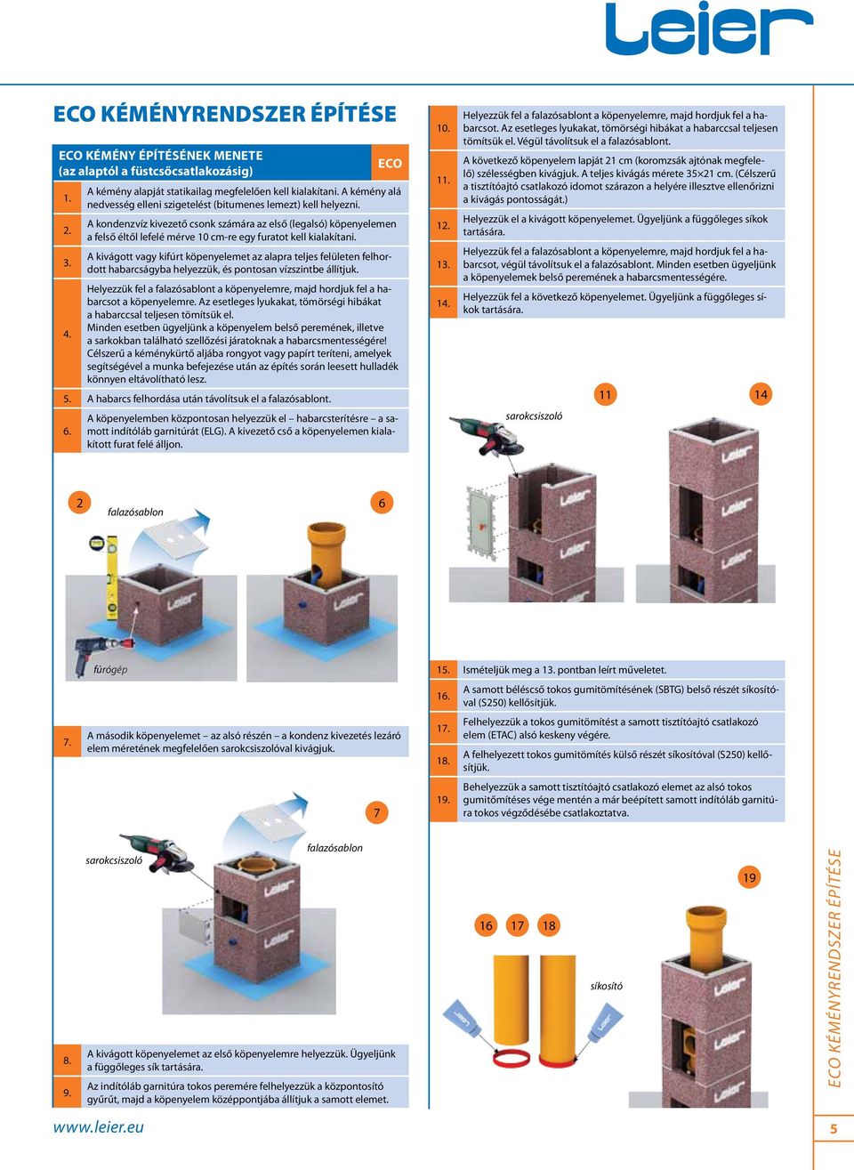 A kondenzvíz kivezető csonk számára az első (legalsó) köpenyelemen a felső éltől lefelé mérve 0 cm-re egy furatot kell kialakítani.